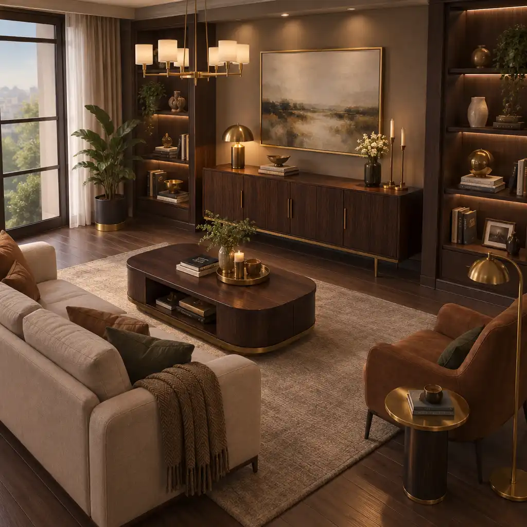 Pièce rénovée dans Happy Merge Decoration avec un style moderne et des meubles élégants